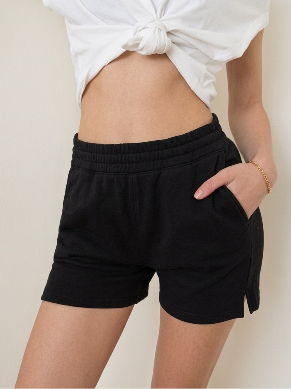 Reformation Brooks Black Sweat Shorts Size S